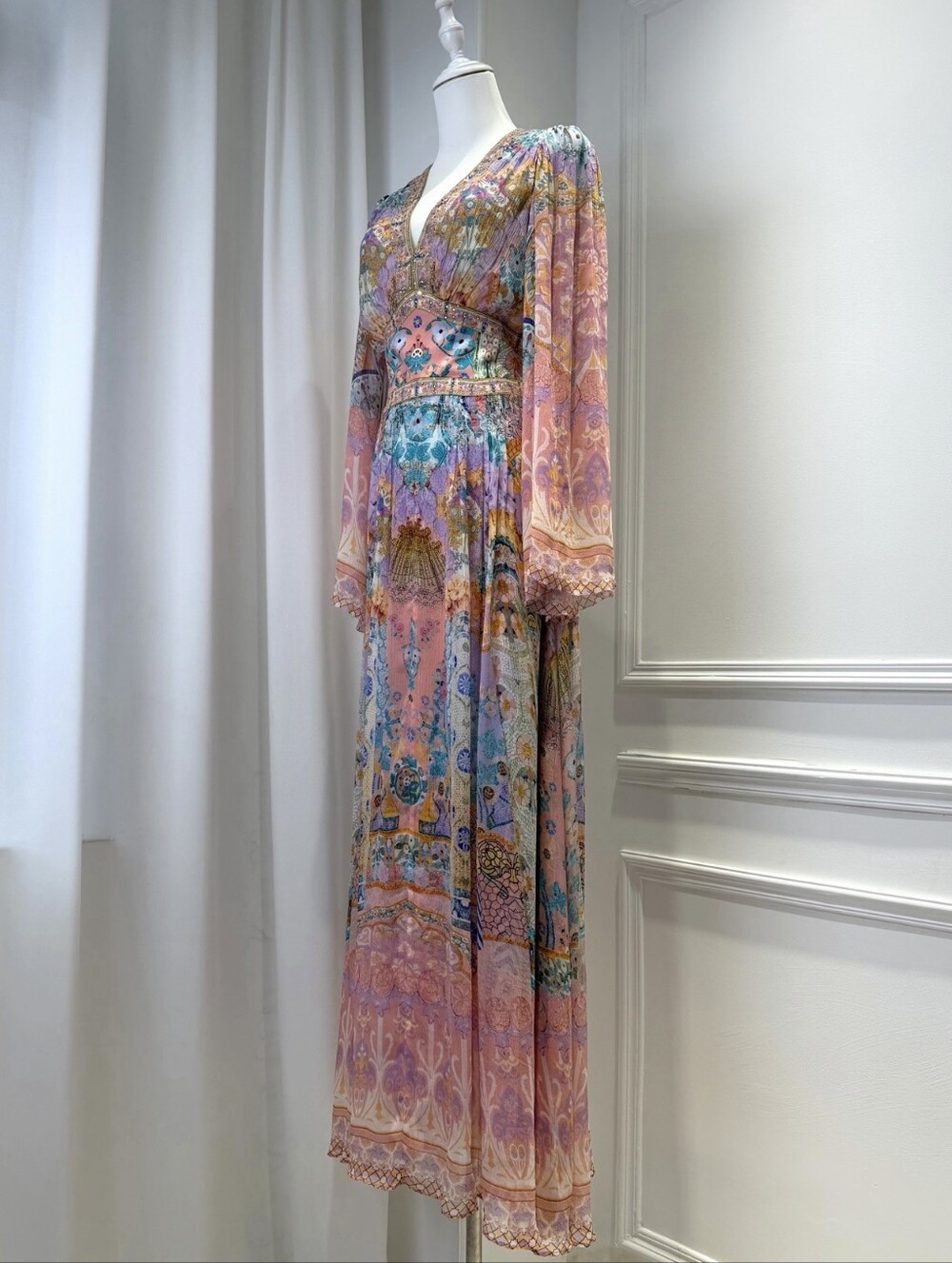 Camilla Flared Sleeve Dress In Howdy Gaudi - Picture 8 of 16